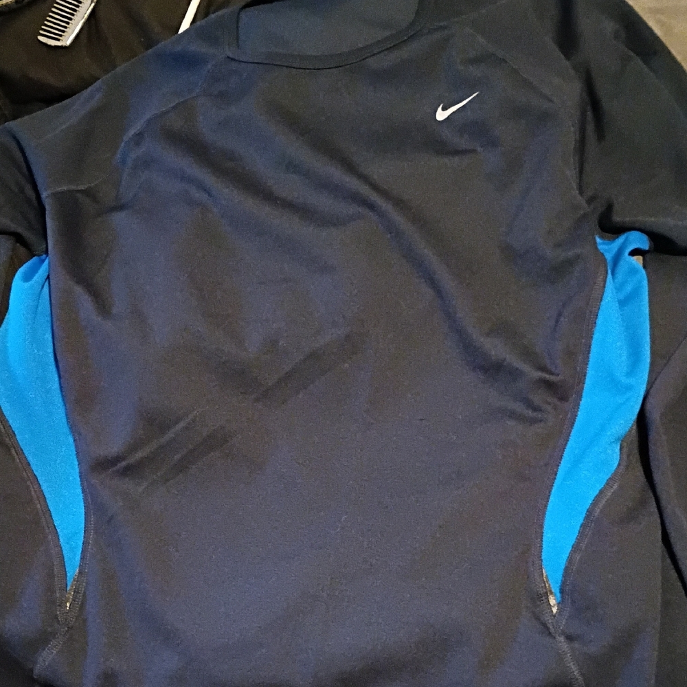 Nike Black and Bright Blue Performance Long Sleeve